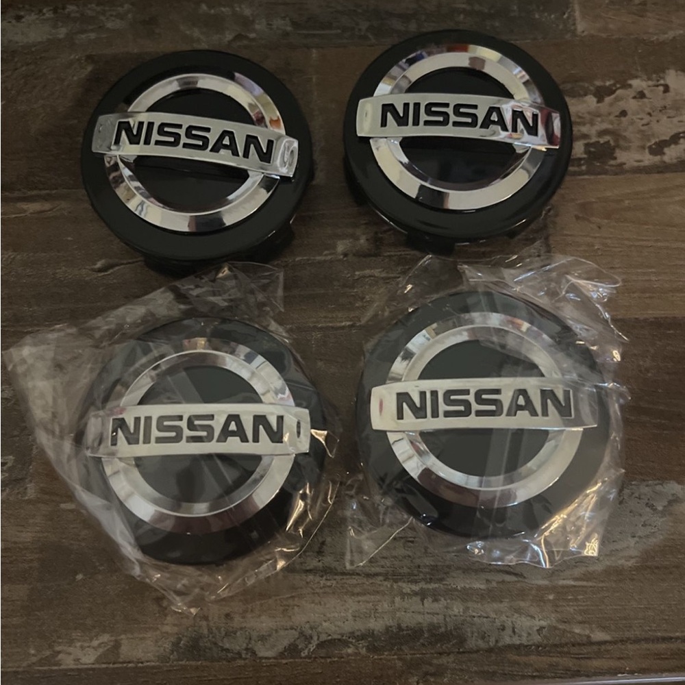 Nissan Wheel Center Caps Black and Silver